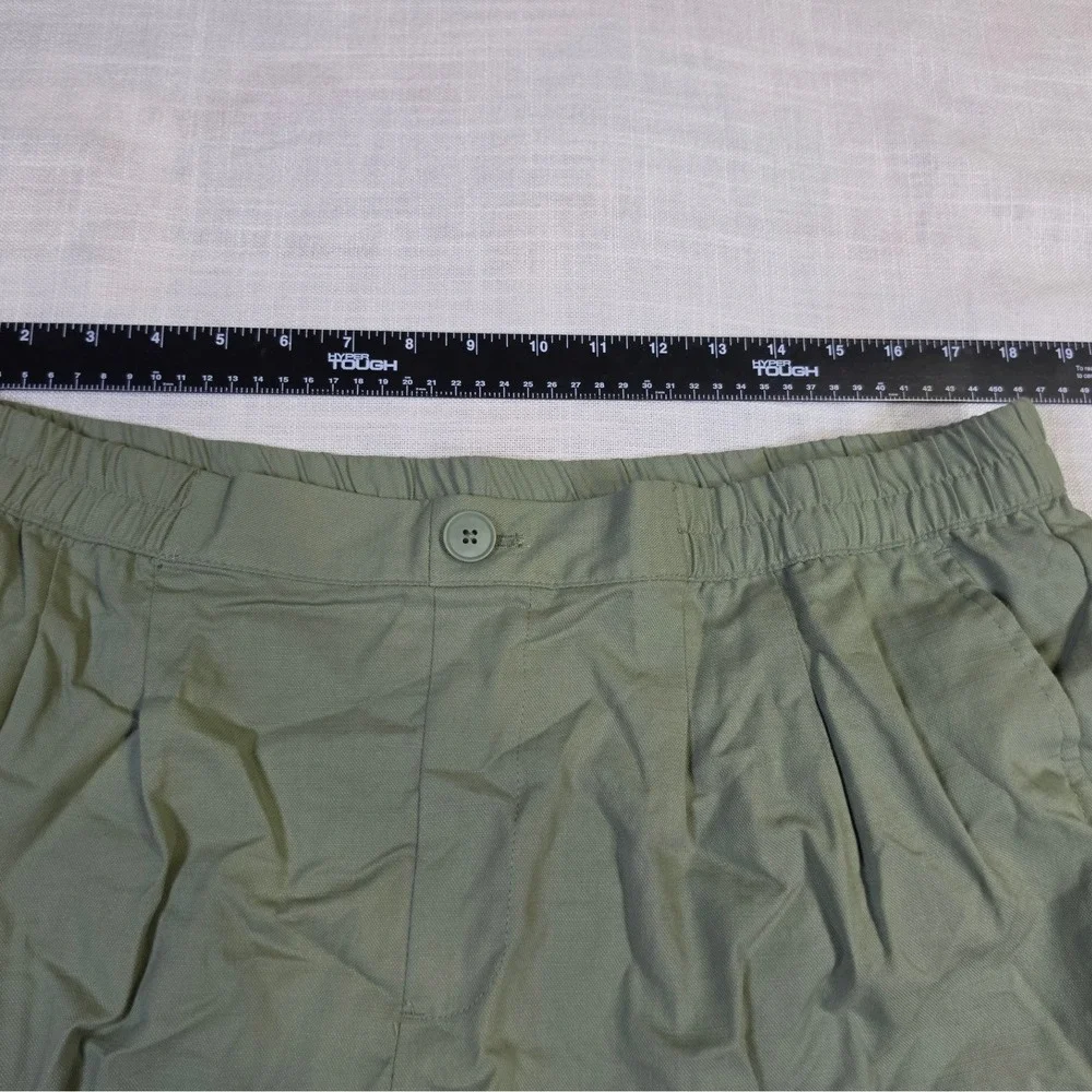 A New Day Olive Green Pleated Tapered Leg Pants Womens XL Elastic Waist Casual
